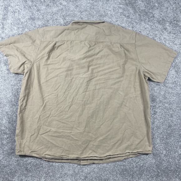Carhartt Button Down Shirt Mens 2XL Loose Fit Short Sleeve Workwear Tan XXL - Picture 6 of 9